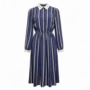 Vintage BGB Dress Women 6 Blue Collared Preppy Academia Librarian Cottagecore